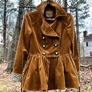 Inra Velvet Corduroy Military Victorian Riding Jacket Peplum Vintage